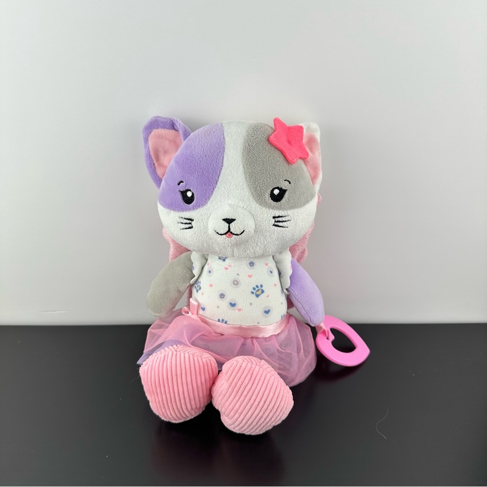 Clementoni Katy The Kitty Kat Bay Toy Plush Stuffed Animal 11” Pink Purple Tutu